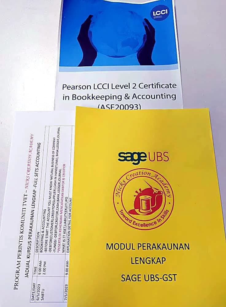Sage UBS course materials and certificate from the academy