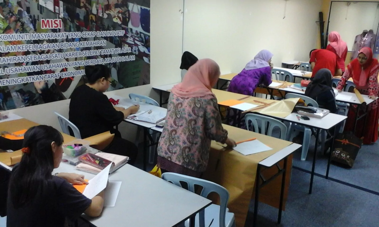 Students at work during an early class at the academy